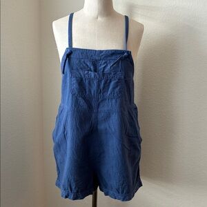 Blue short overalls shortalls boho bohemian hippie cottagecore EUC Old Navy
